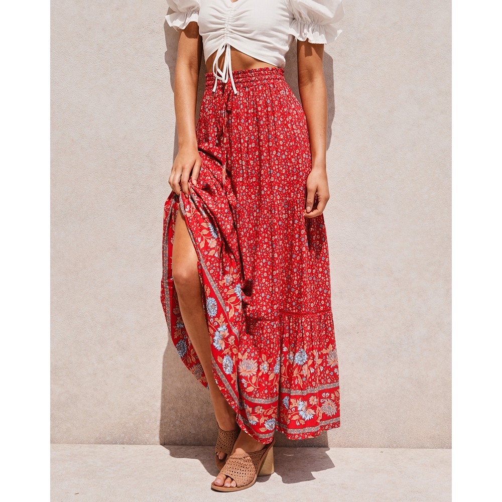 Chân váy thổ cẩm boho dáng dài