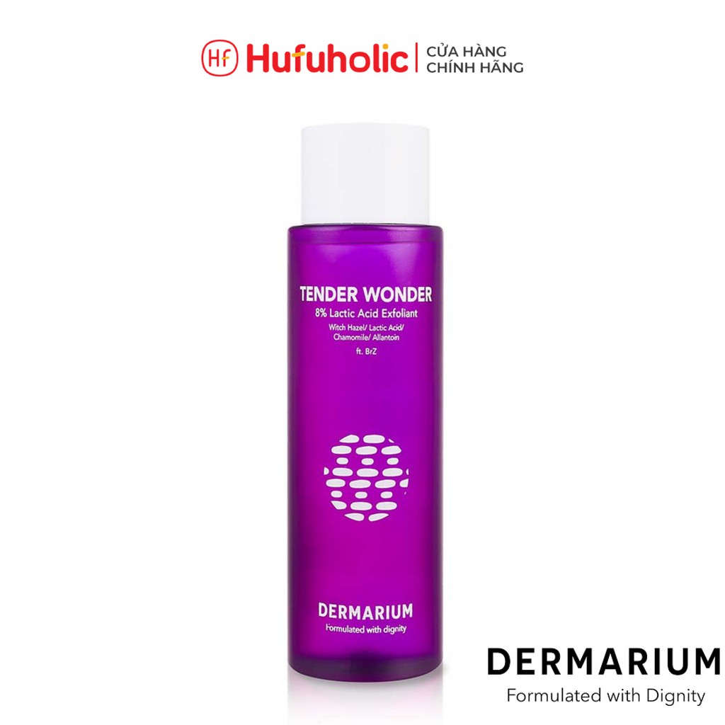 Toner Acid DERMARIUM nước hoa hồng AHA 8% làm sạch da tẩy da chết Tender Wonder 8% Lactic Acid Exfoliant 150ml DERM04