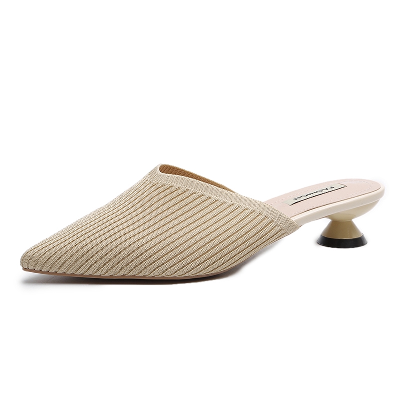 Dép bít mũi gót cao thời trang màu trơn dành cho nữ