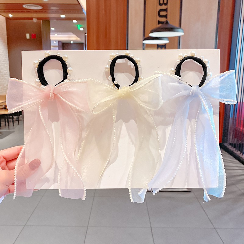Dây buộc tóc/kẹp tóc nơ ruy băng cỡ lớn thời trang Hàn Quốc 15