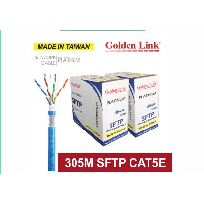 Thùng cáp mạng LAN SFTP CAT 5E Golden Link Platinum chống nhiễu XANH DƯƠNG