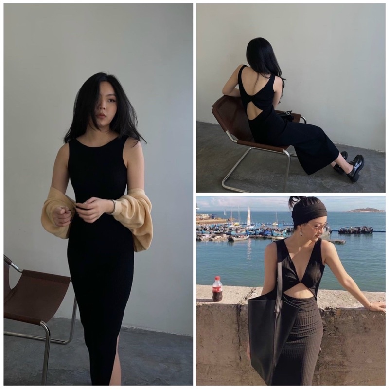 VÁY BODY ĐẦM BODY LEN TĂM CAO CẤP MẶC 2 KIỂU XOẮN NƠ LƯNG XẺ TÀ 4 MÀU GIMI(kèm ảnh thật)