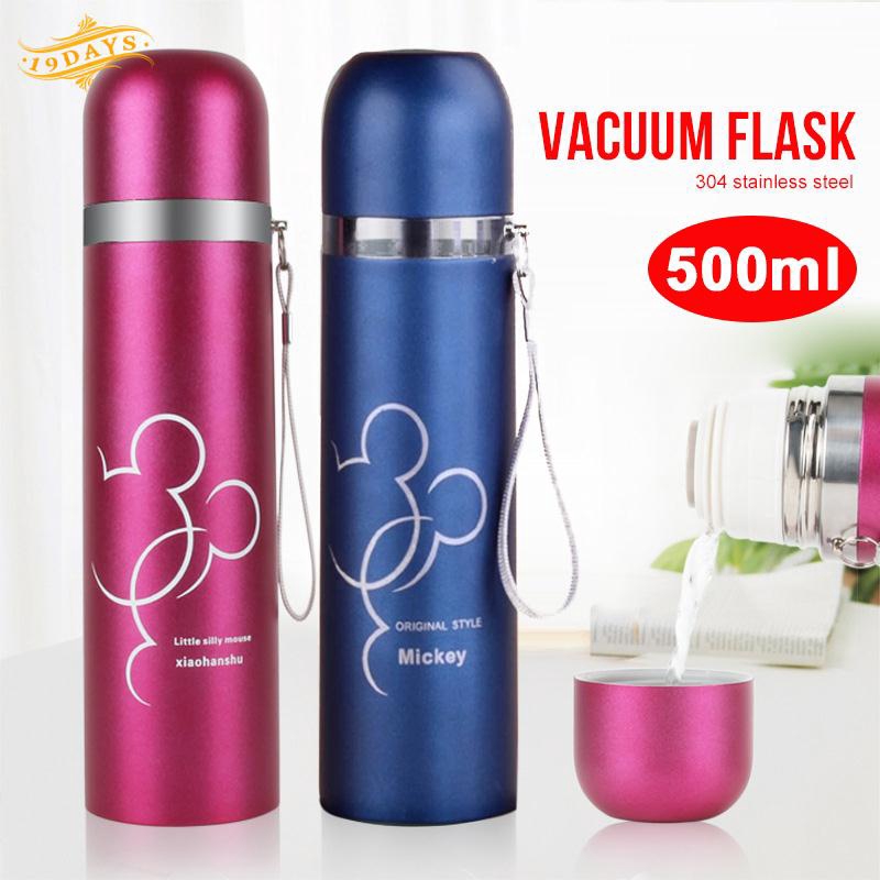 Bình Nước Giữ Nhiệt 19d 500ml Bằng Thép Không Gỉ Hình Chuột Mickey Hoạt Hình