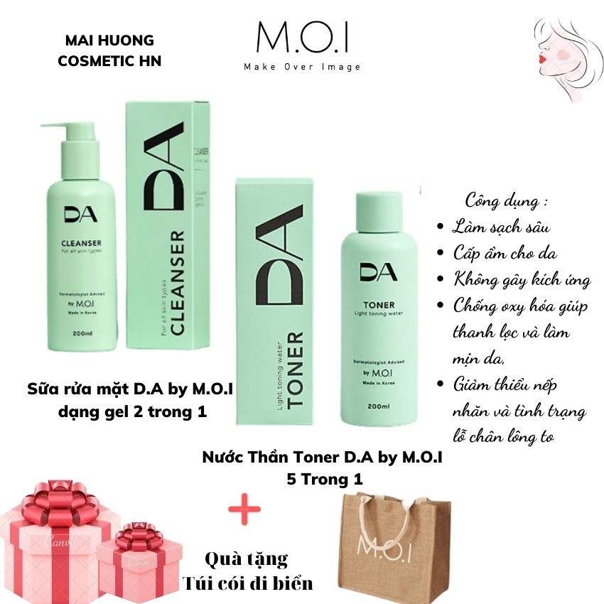 Nước thần 5 trong 1 và Sữa rửa mặt Da By MOI Hồ Ngọc Hà dưỡng ẩm, chống lão hoá, cung cấp dưỡng chất chai 200ml