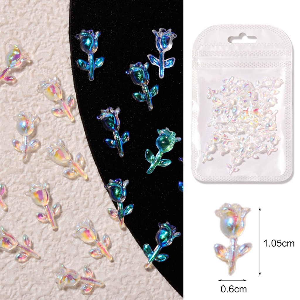 Bộ 30 Bông Hoa Hồng 3D Bằng Resin Dễ Thương Dùng Trang Trí Móng Tay