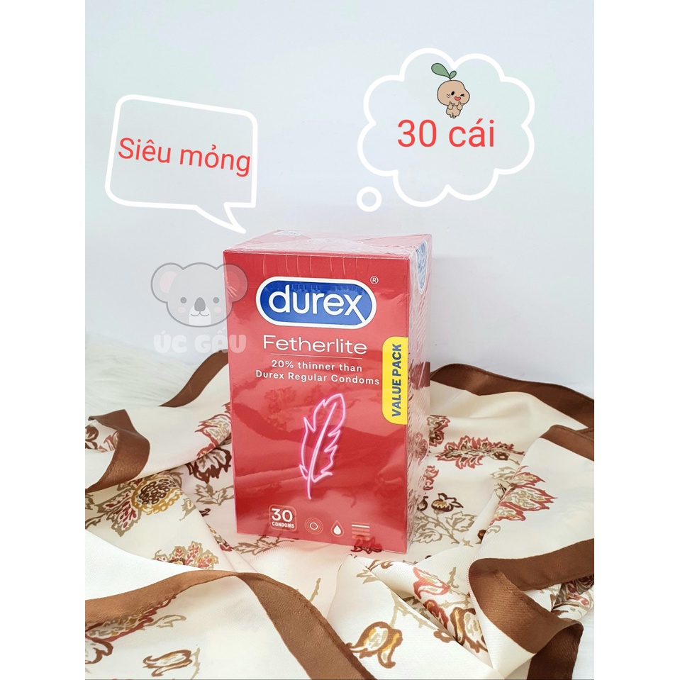 [NOWSHIP] Bao cao su Durex Fetherlite siêu mỏng Úc 30 bao