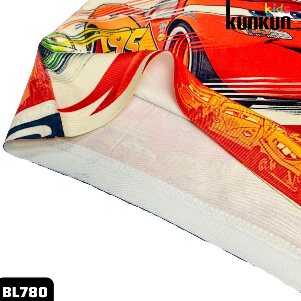 Quần áo trẻ em KUNKUN BL780 in 3D xe hơi cars size đại từ 10-60kg - Bộ ba lỗ bé trai thun lạnh co giãn 4 chiều