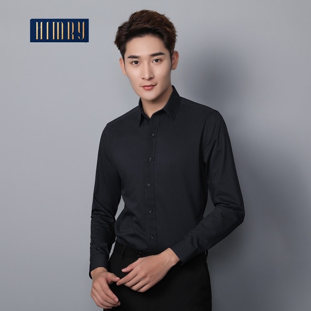 Áo sơ mi đen, dài tay hàn quốc, dáng công sở, màu đen trắng chất đẹp HIMRY STORE