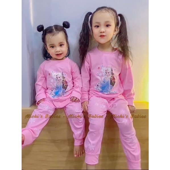 Bộ cotton elsa thu đông siêu xinh cho bé