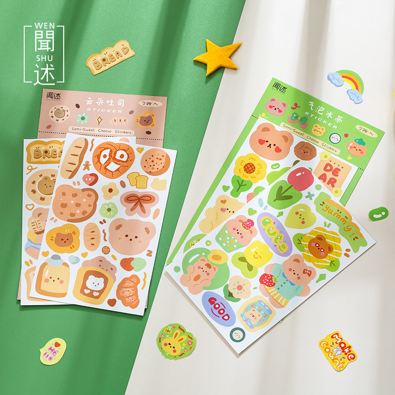 (2 Sheets/pack) Hand-painted Cartoon Stickers, Cute Children's Stickers, DIY Material Decoration Stickers