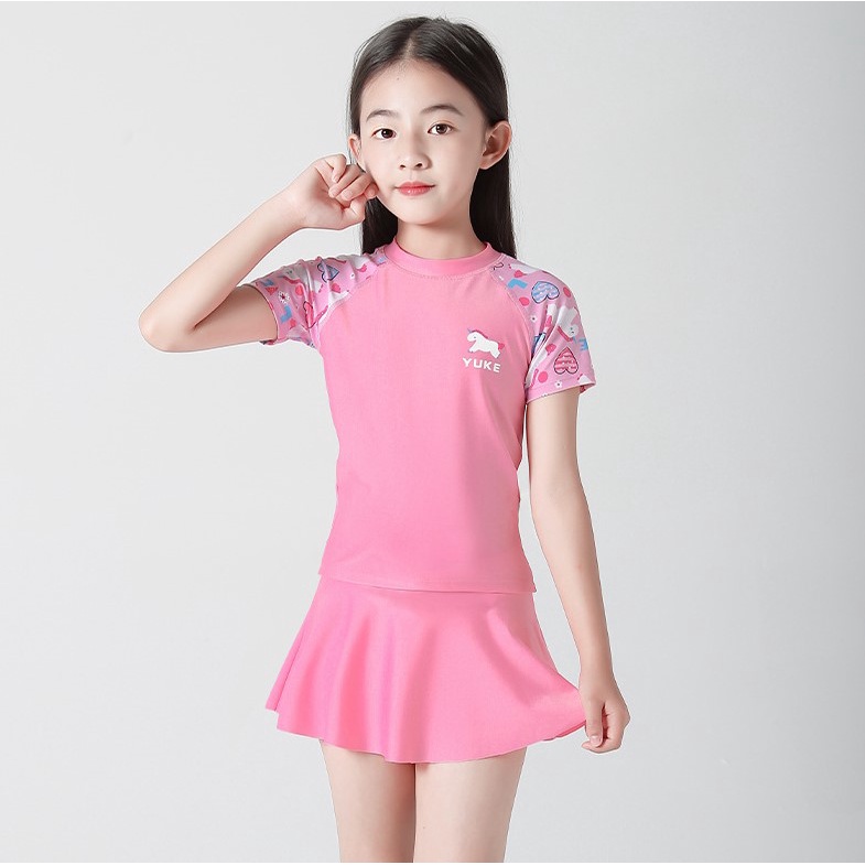 Áo bơi bé gái size đại  kỳ lân tim hồng size từ 12 - 50kg