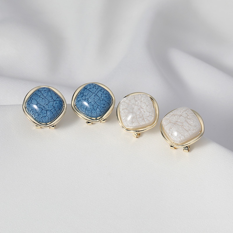 Bông Tai Hình Vuông Họa Tiết onyx Màu Xanh Dương Phong Cách Vintage Hàn Quốc Cho Nữ