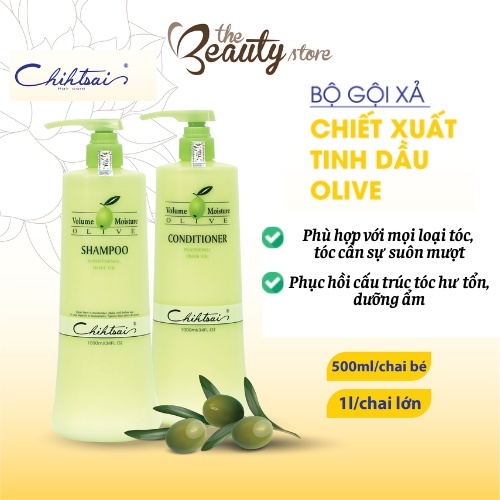 Dầu Gội Xả Dưỡng Mềm Tóc Chihtsai Cấp Ẩm Cho Tóc, Chiết Xuất Từ Tinh Dầu Olive Volume Moisture Olive 500ml-1000ml FO_01L