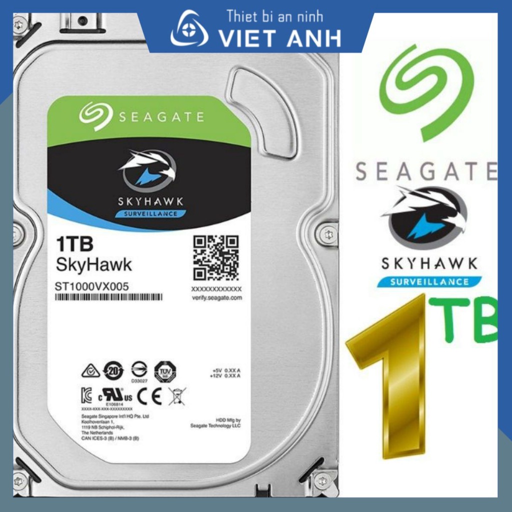 Ổ cứng HDD 1TB - 2TB Seagate SkyHawk 3.5 inch chuyên dụng bảo hành 36 tháng chính hãng