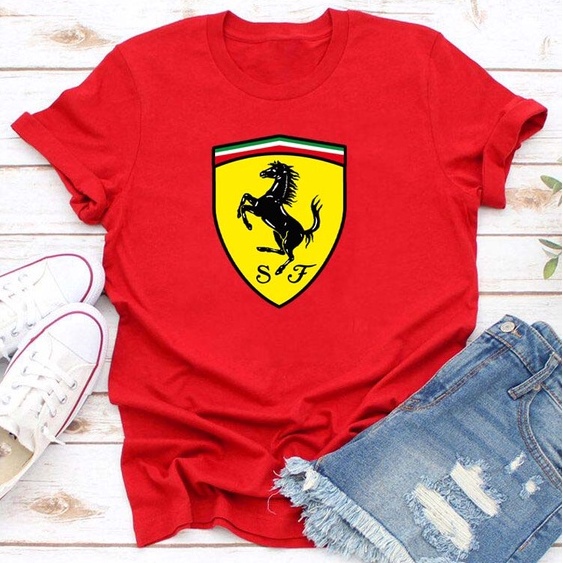 Áo Thun In Hình Ferrari DISTRO Cá Tính Cho Cặp Đôi