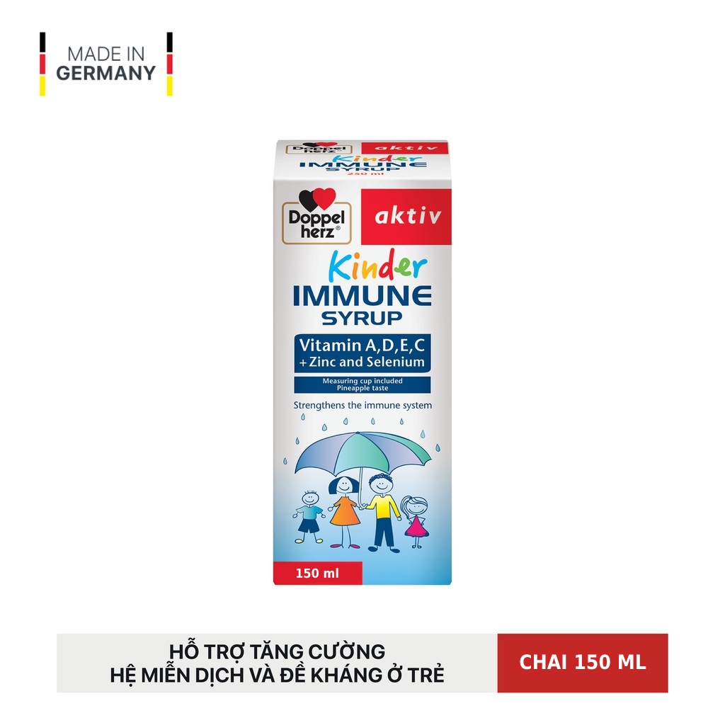 Doppelherz Aktiv Kinder Immune Syrup- Siro Hỗ trợ tăng cường miễn dịch và tăng sức đề kháng cho bé