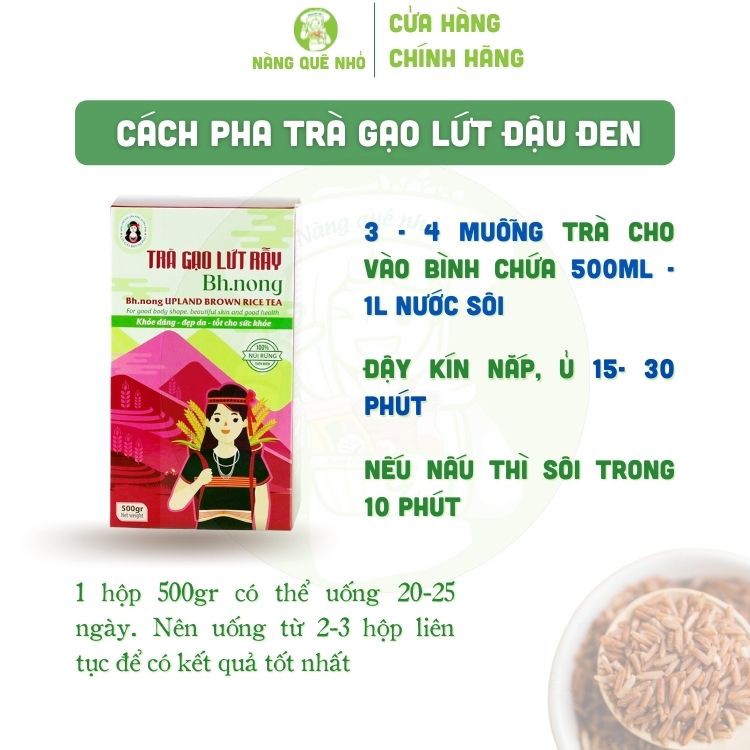 Trà Gạo Lứt Cô gái BHNONG, Trà Gạo Lứt Đậu Đen Rang Tay BH NONG Detox Thanh Lọc Cơ Thể Giảm Cân