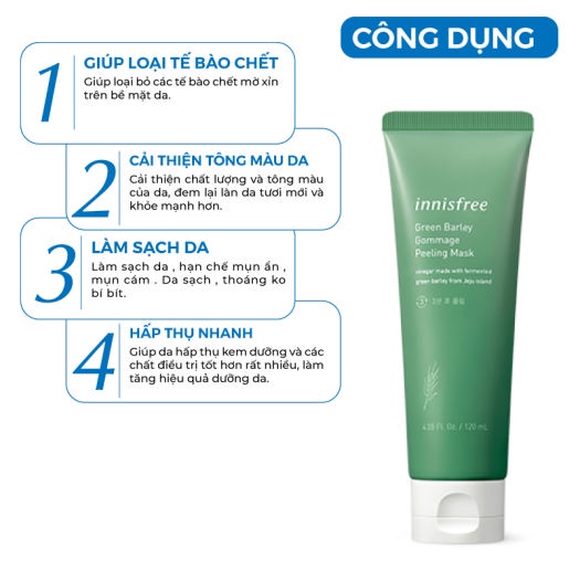 TẨY TẾ BÀO CHẾT CHIẾT XUẤT TỪ LUA MẠCH INNISFREE Green Barley Gommage Peeling Mask 120ml