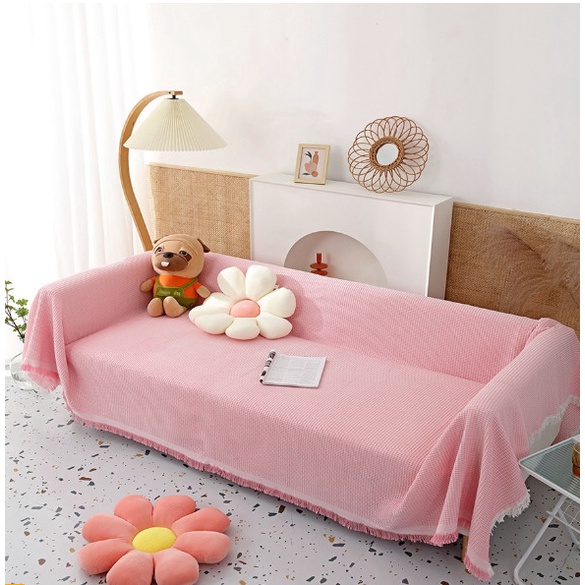 Khăn phủ bàn ghế sofa dệt tua rua trang trí phong cách Bắc Âu sang trọng