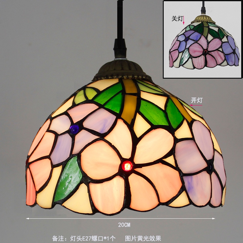 Đèn Treo Trần Nhà Bằng Kính 8 Inch Họa Tiết Hoa Hồng Và Chim Phượng Hoàng Độc Đáo