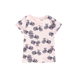 Phông cộc tay bé gái  H&M Chính hãng Japan Mã 0434038007 Màu Light pink / bicycle