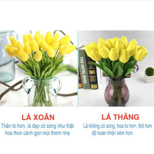 [Minhha] (Lá xoăn hàng loại 1) Hoa Tulip giả PU bằng nhựa cao su cao cấp - Hoa lụa trang trí tuyệt đẹp 44 21