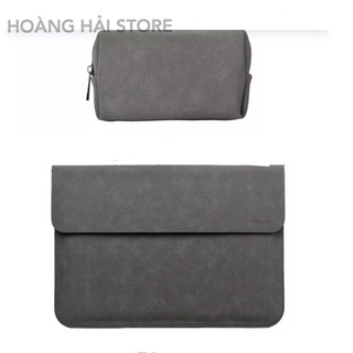 Bao da chống sốc cho macbook, laptop, surface chất da lộn kèm ví đựng phụ kiện