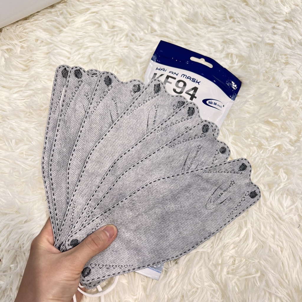 Gói 10C Khẩu Trang 4D Hải An Mask KF94 Y Tế Chất Dày Dặn Quai Bền Dáng Đẹp Ôm Sát Mặt Gói 10C
