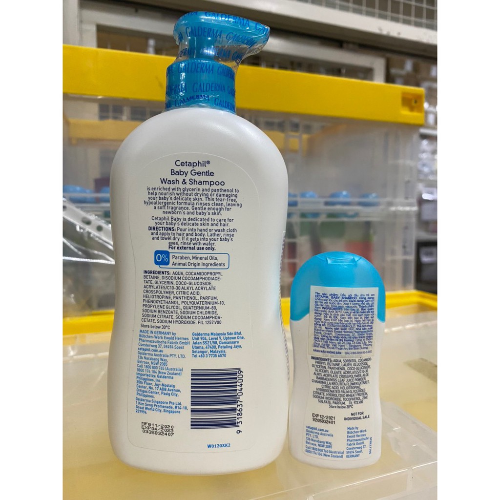 Sữa tắm gội Cetaphil baby Wash & shampoo nhập khẩu Đức,cho trẻ sơ sinh,công thức siu nhẹ thiên nhiên 400ml