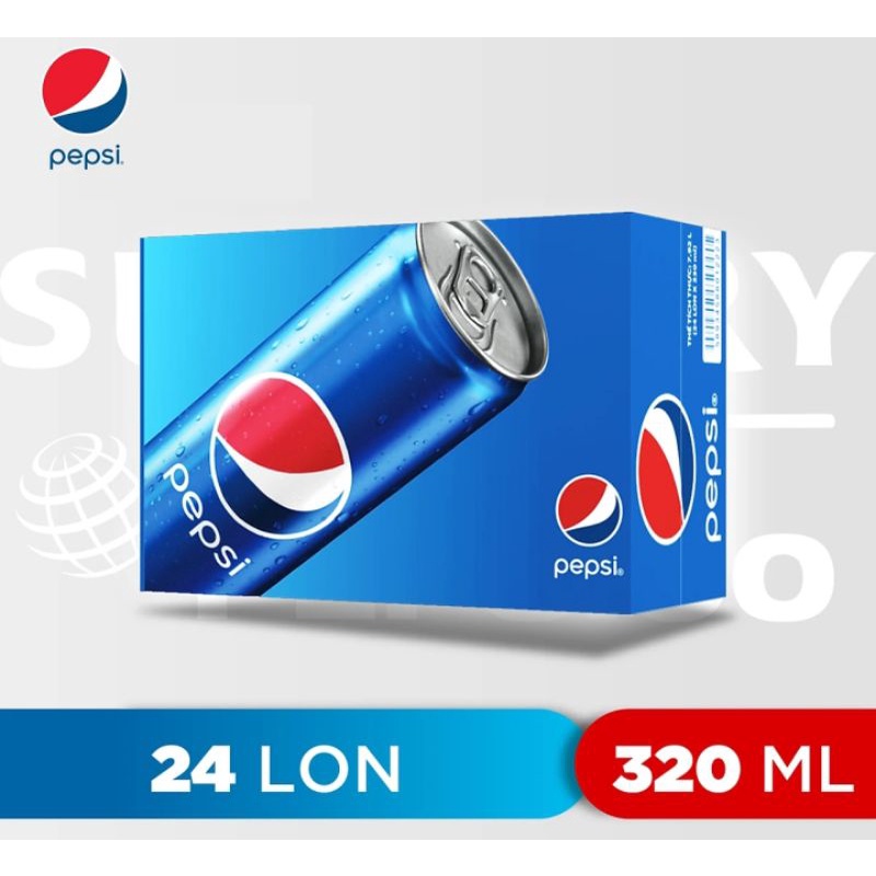 (Thùng 24 lon) Nước ngọt Pepsi Lon 320ml  (Date 2023)