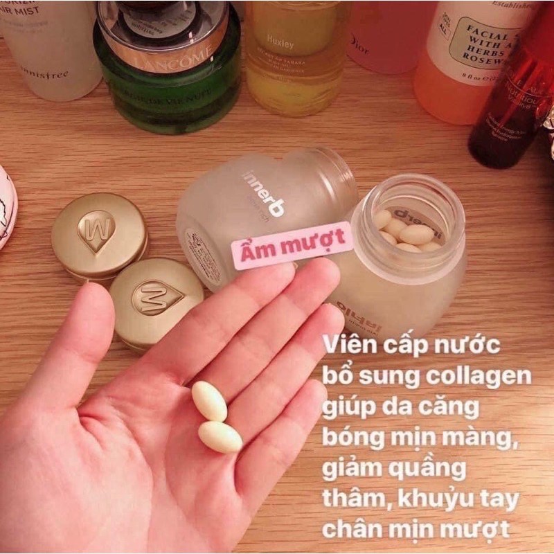 (70 viên mẫu mới) Viên cấp nước và collagen Innerb Aqua Rich | Thế Giới Skin Care
