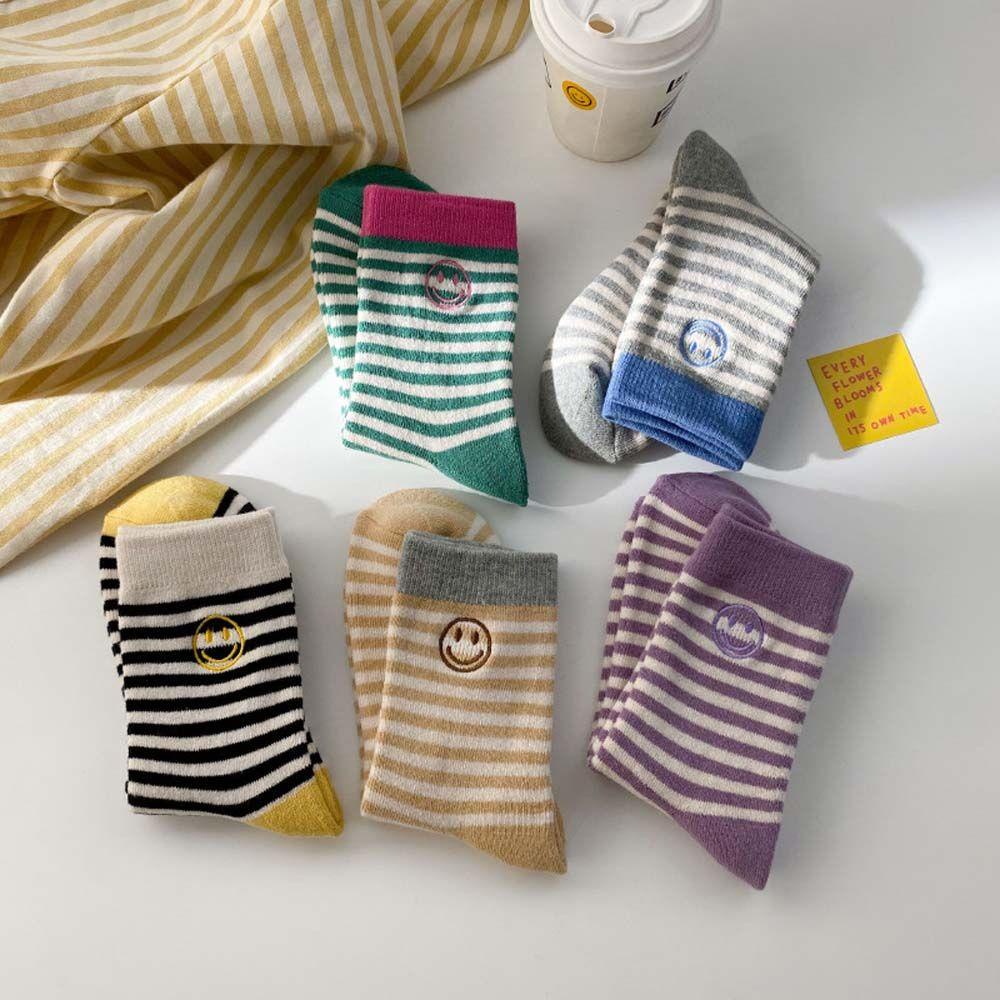 AROMA Vớ Ngủ Vải Cotton Mềm Họa Tiết Kẻ Sọc Thiết Kế Ngọt Ngào Cho Nữ