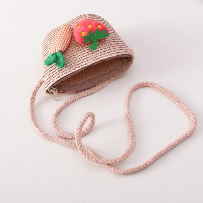 Set mũ cói cà rốt dâu tây + túi xách cói đi biển thời trang cho bé gái hottrend