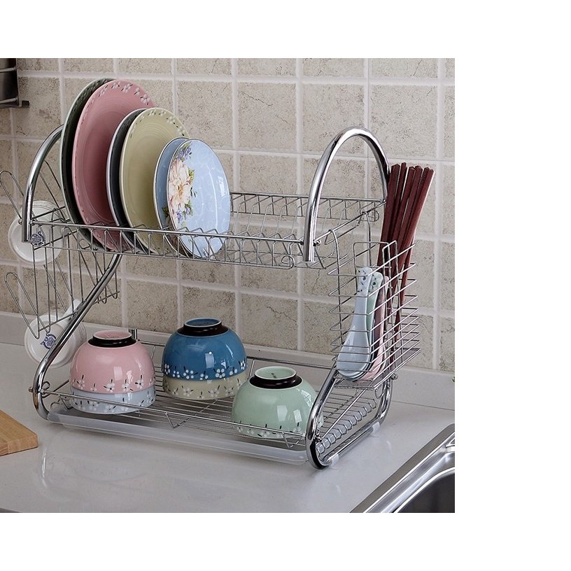 Giá up bát đĩa cốc và để đồ nhà bếp 2 tầng