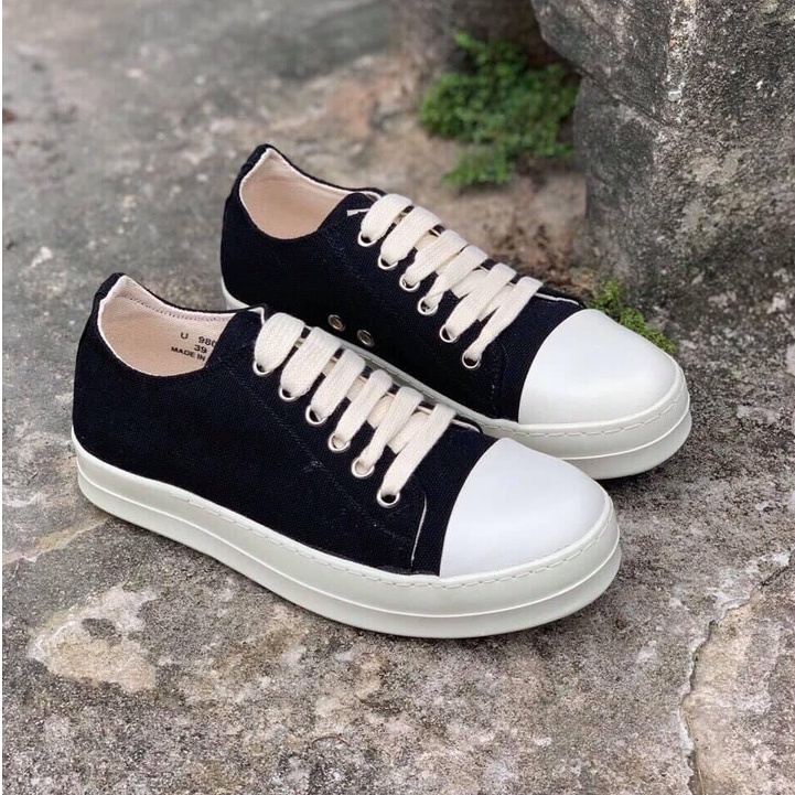 Giày thể thao nam nữ Rick Owen cổ thấp cao cấp full box để thơm hương vani, giày sneaker màu đen trắng tăng chiều cao M7