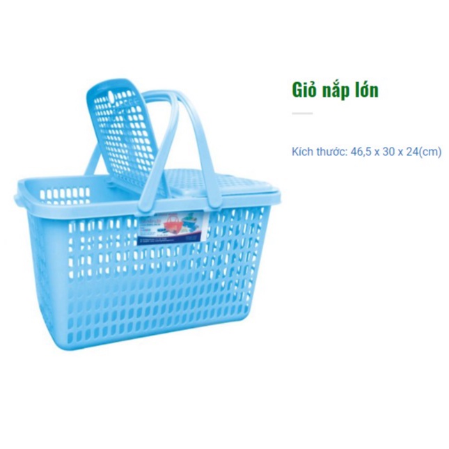 Giỏ xách nhựa có nắp thương hiệu Việt Nhật nhựa nguyên sinh an toàn sức khỏe, thiết kế đơn giản màu sắc sang trọng
