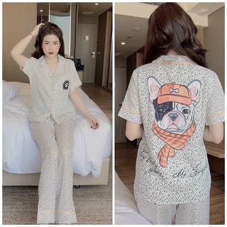 Bộ pyjama tay ngắn quần dài lụa mango hoạ tiết basic trơn xinh xắn chin's - awi pyjama