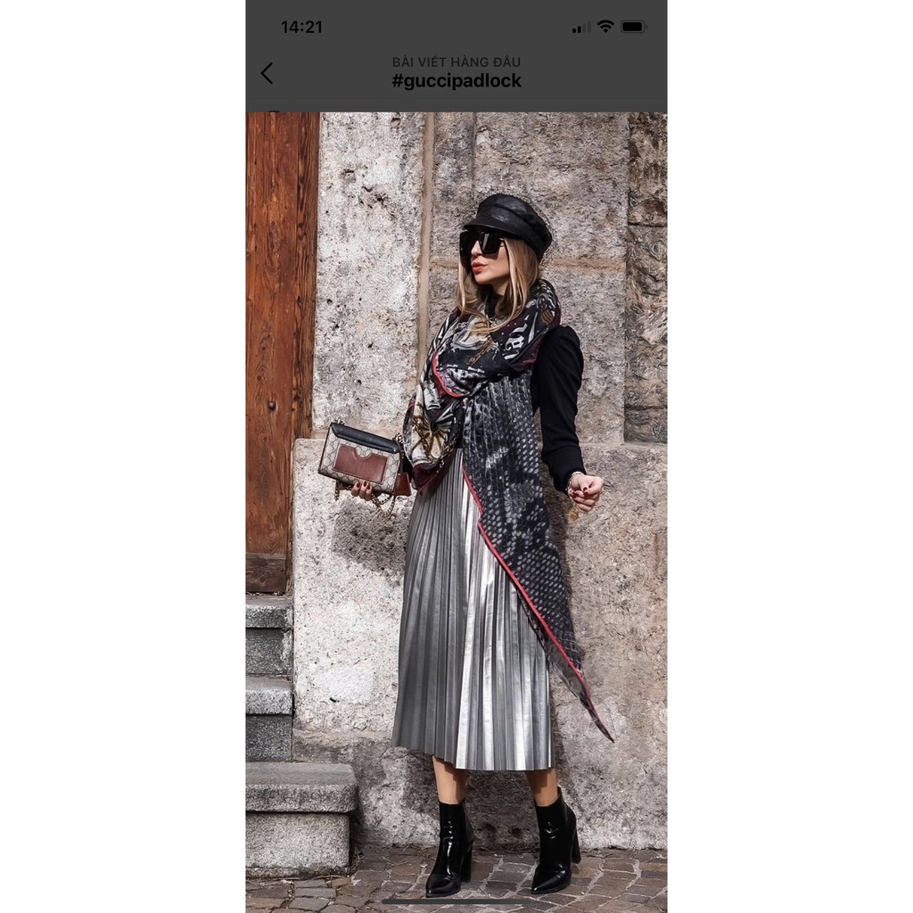 Túi nắp gập padlock super màu đen size 20cm