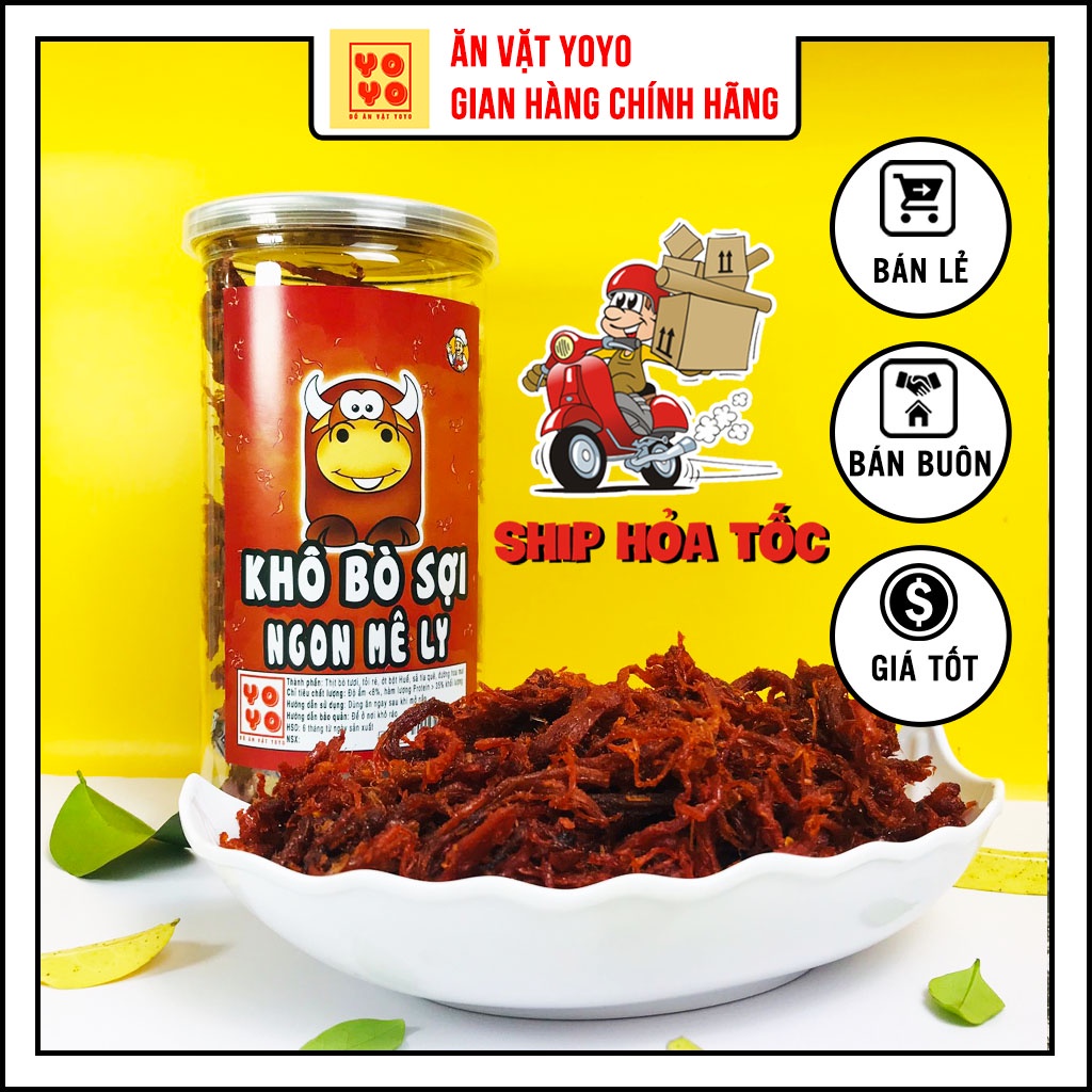 Khô bò xé sợi hũ 300g thơm ngon đồ ăn vặt YOYO
