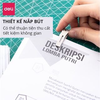 Dao rọc giấy mini Deli - chất liệu lưỡi bằng hợp kim -dễ dàng sử dụng màu Bạc - 1 cái E2034 - HOKAMI STORE