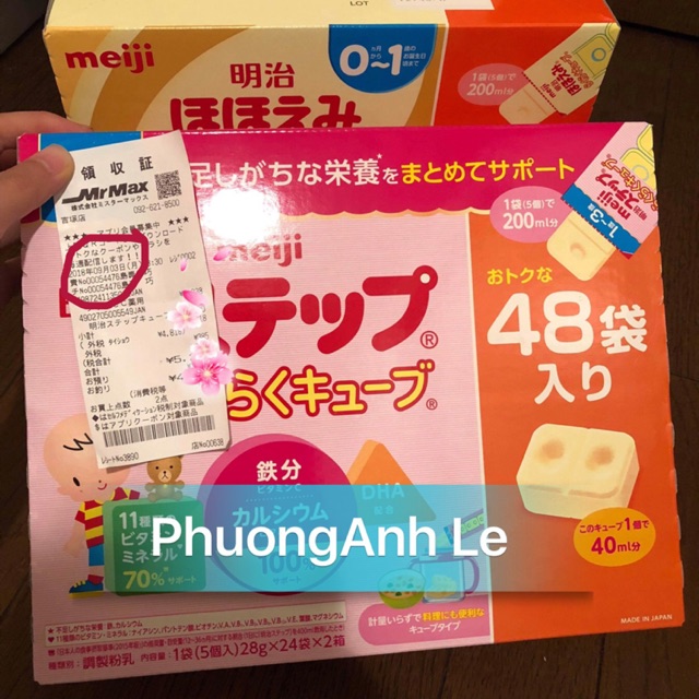 Sữa meiji thanh số 9 bill mua hàng ngày 3/9/2018