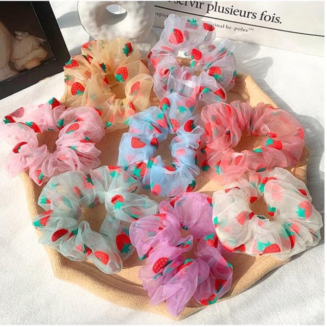 Dây buộc tóc, Cột tóc Scrunchies Hoa Quả Nhiều Màu