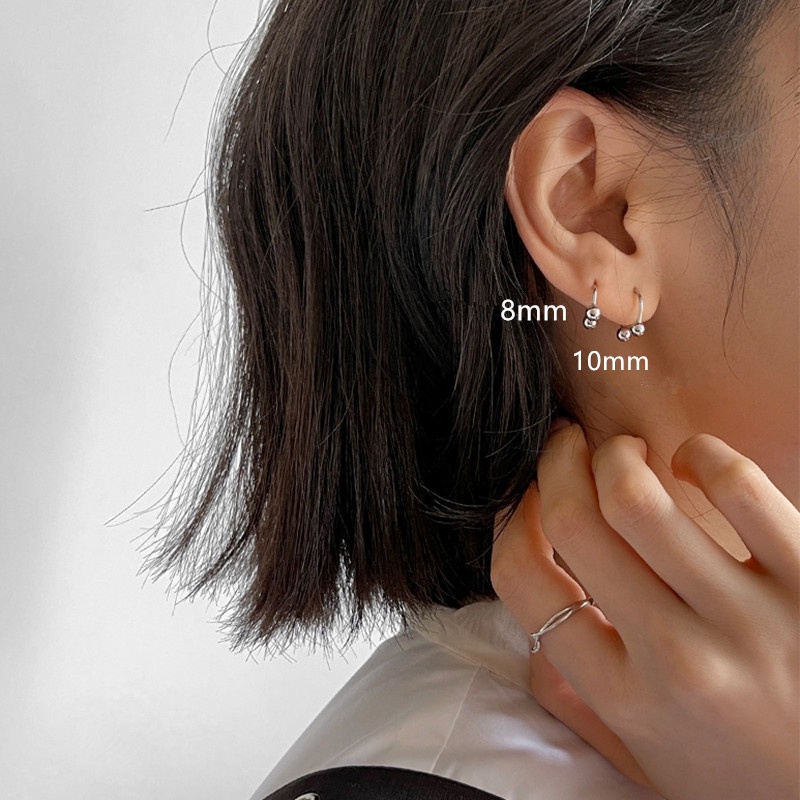 We Flower Đôi bông tai mạ bạc 925 dạng kẹp hình tròn nhỏ thời trang unisex
