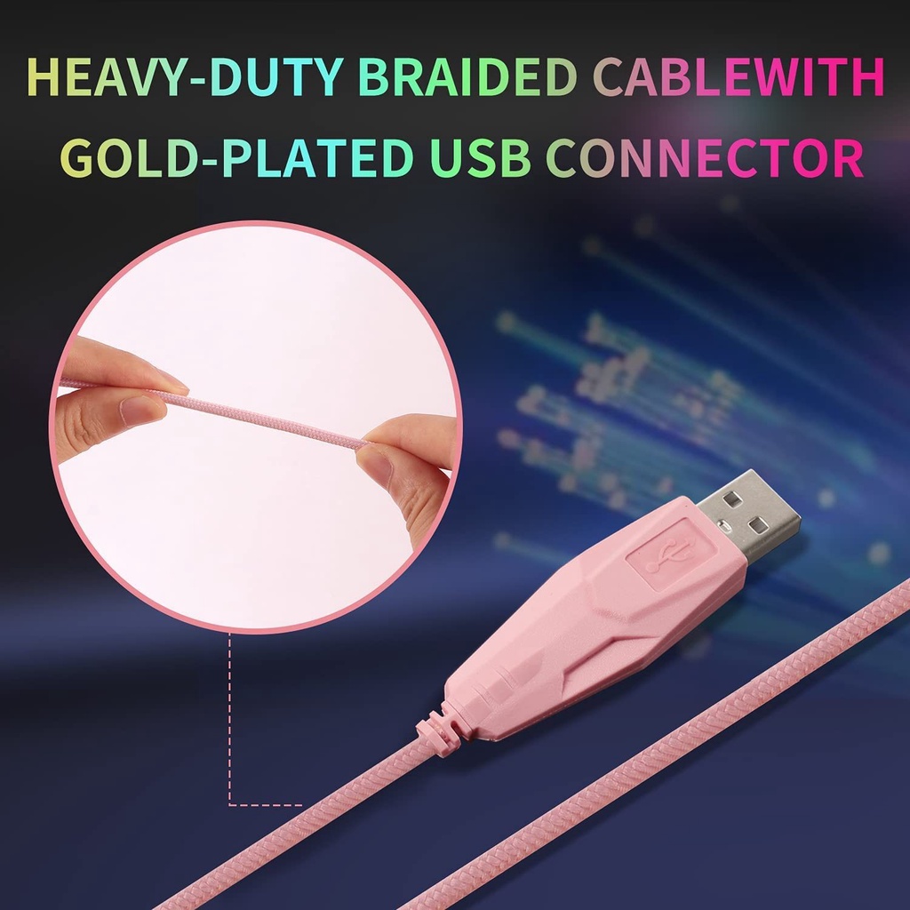 Elec Space Dễ Thương Chuột Quang Chơi Game Có Dây 6 Nút 800-1200 - 1600-2400