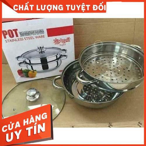 Nồi hấp INOX 2 tầng siêu đẹp,Nồi hấp 2 tầng 28cm