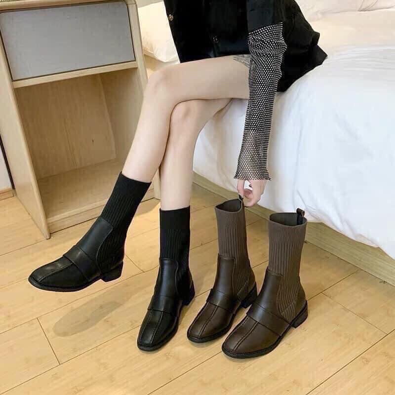 Giầy boot da phối len cá tính thời trang Hàn Quốc Nahada Shop | BigBuy360 - bigbuy360.vn