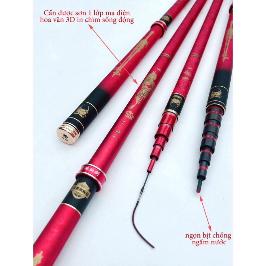 Cần Câu Tay Huyết Long Kiếm 6H khuyến mãi kèm theo Nhẫn Và Đọt Phụ