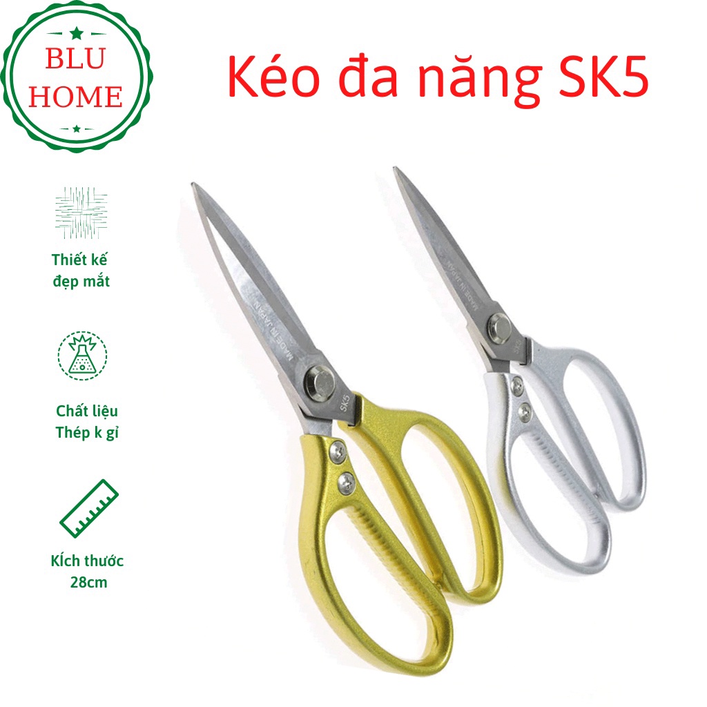 Kéo đa năng SK5, Kéo cắt gà – Made in Japan siêu cứng, cắt gà, giấy vải, chuyên dụng siêu sắc size lớn 28 cm