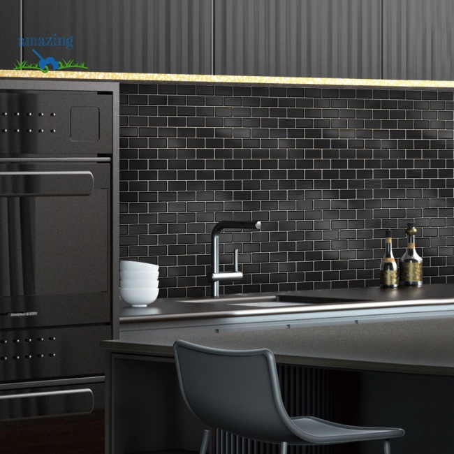Set 10 Miếng Dán Tường 3d Họa Tiết Gạch Lát Tự Dính Chống Thấm Nước Trang Trí Nhà Bếp/Phòng Tắm