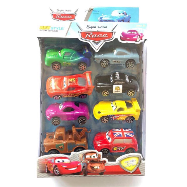 Bộ Đồ Chơi Ô Tô Disney PixarbCar Chạy Bánh Đà Hộp 8 chiếc